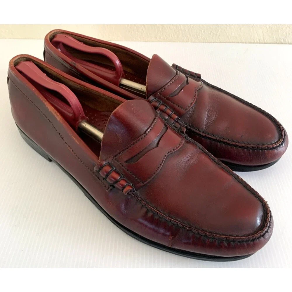 G.H . Bass & Co. Logan Burgundy Oxblood Leather Penny Loafers Mens 13 D